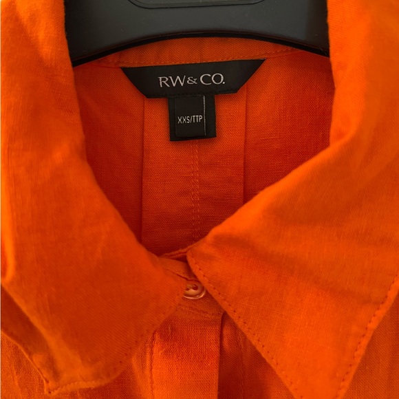 Cropped loose button down shirt LINEN blend - Picture 3 of 7